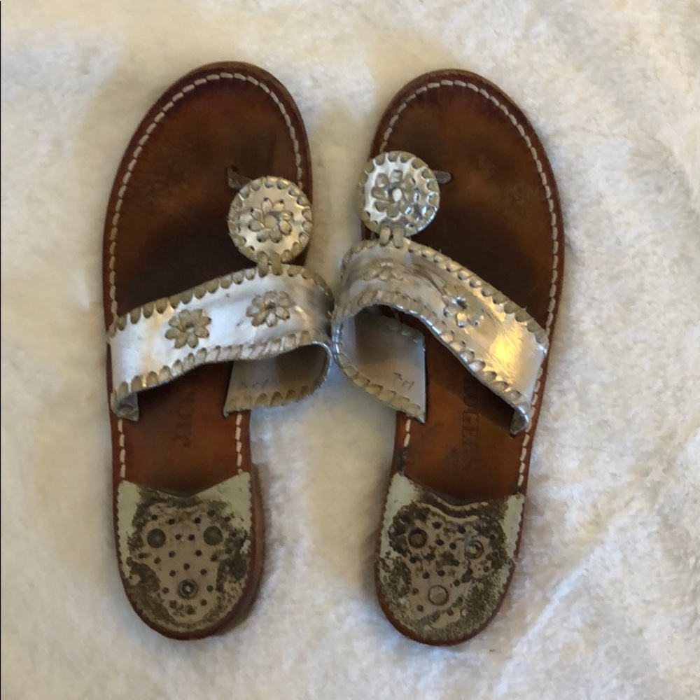 Jack Rogers Whipstitched Flip-Flops, Silver